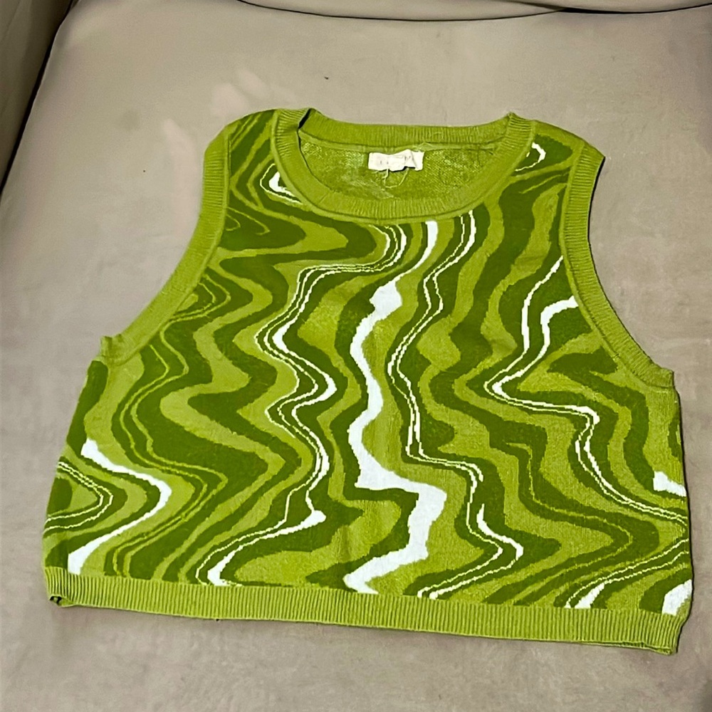 PacSun LA Hearts Marble Green Top